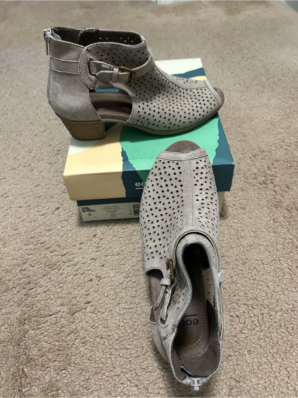 Suede Peep-Toe Ankle Booties